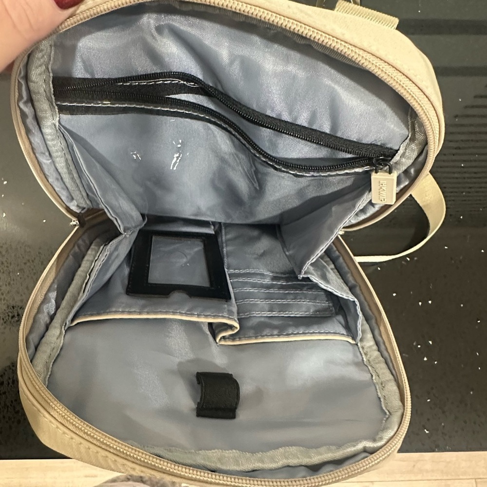 IHKWIP Nylon Multi-Pocket Everyday Essentials Crossbody Bag Tan Beige 2 straps - Picture 10 of 16